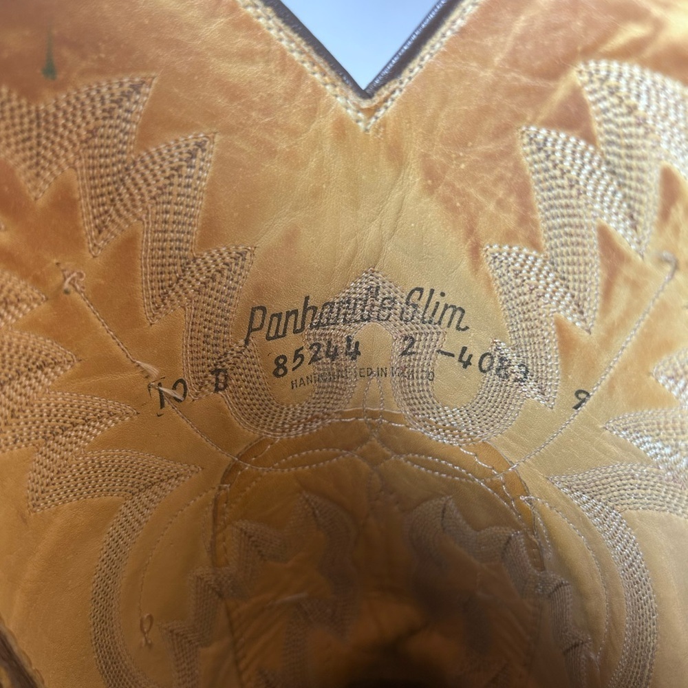 Vintage Panhandle Slim Cowboy Boots Men’s 10D Western Leather Brown Stitching - Picture 8 of 8